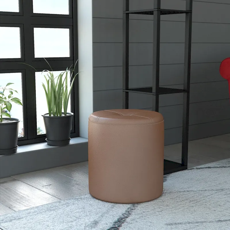 Porch & Den Wynkoop Round Upholstered Stool Ottoman