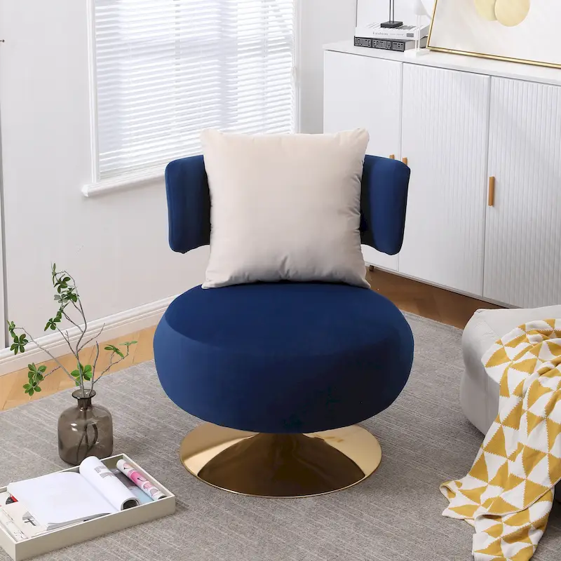 Fabric Swivel Round Barrel Chair