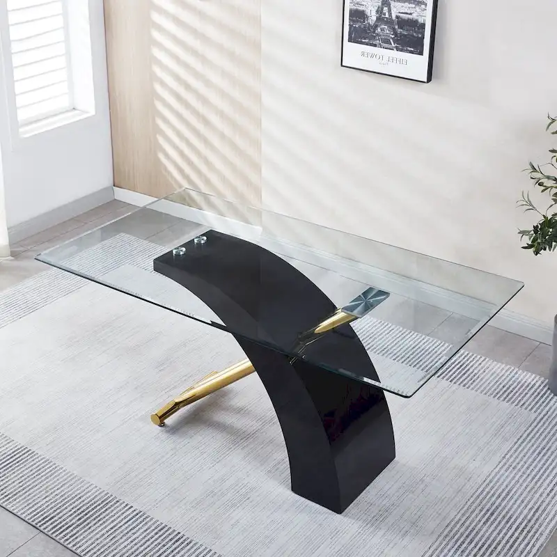 Rectangular Glass Top Dining Table