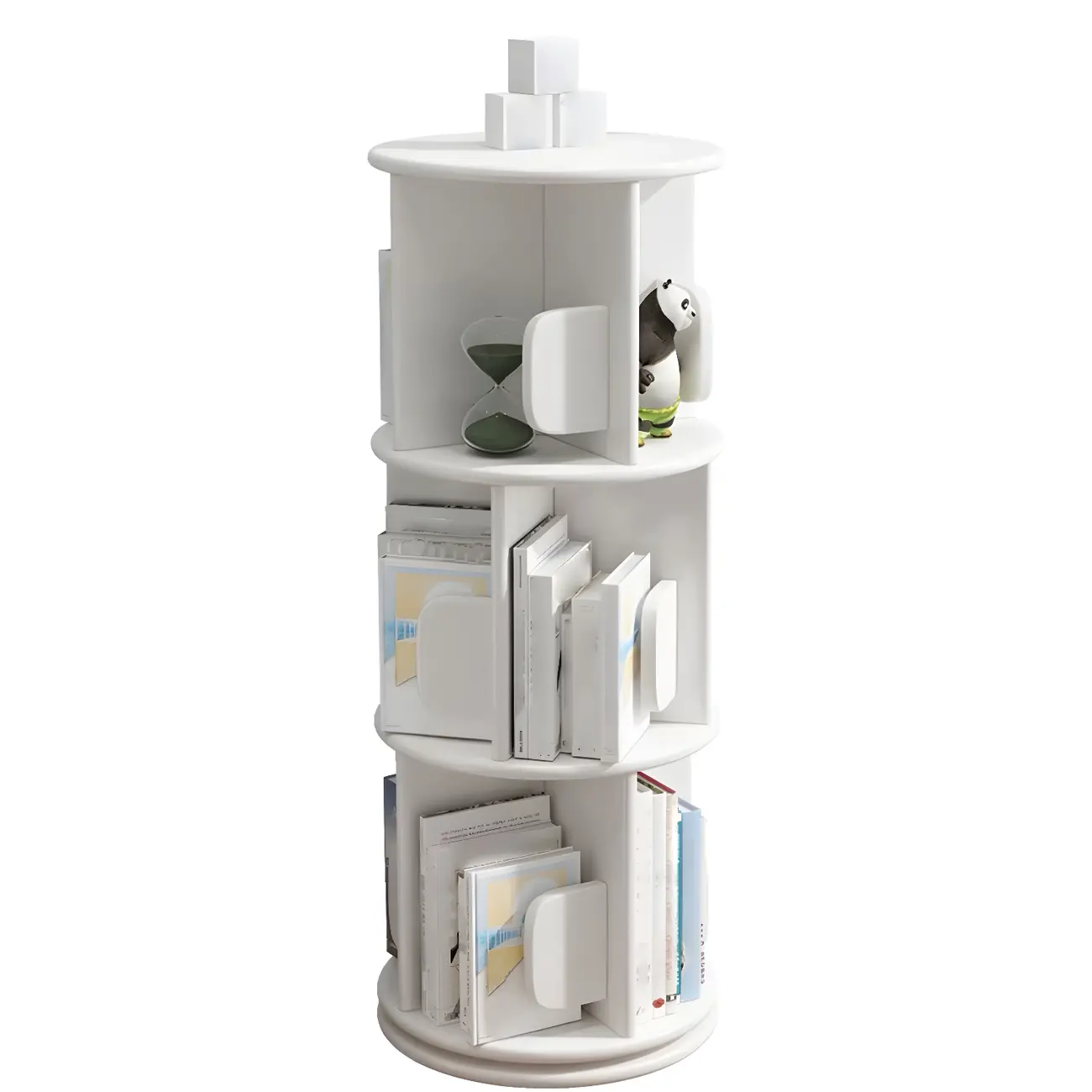 Rotatable Modern Solid Wood Geometric Display Bookcase