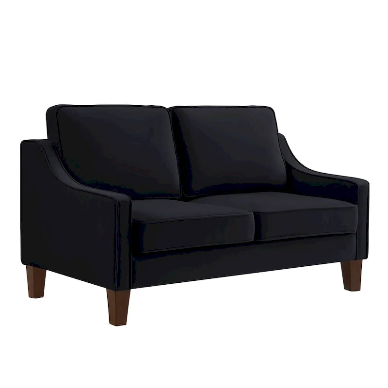 Modern Velvet Loveseat Sofa with Wooden Legs - 29.00 x 51.50 x 34.25