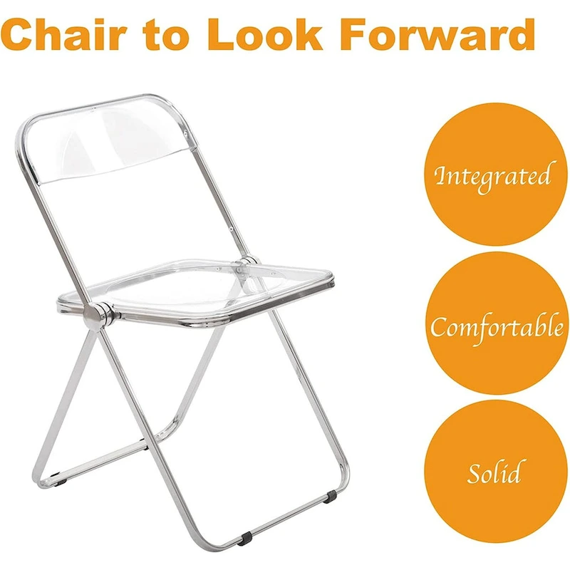 Modern Acrylic Stackable Folding Dining Chair (Set of 2) Transparent