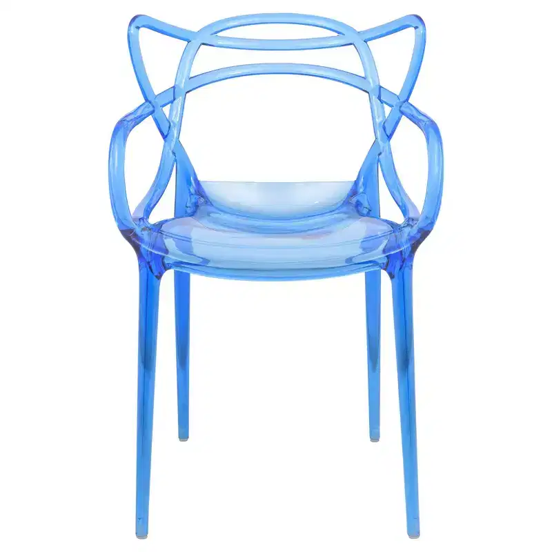 LeisureMod Milan Modern Acrylic Dining Chair  Stylish Wire Design with Metal Legs, Durable Stackable Lightweight Chair for Kitchen, Dining Room