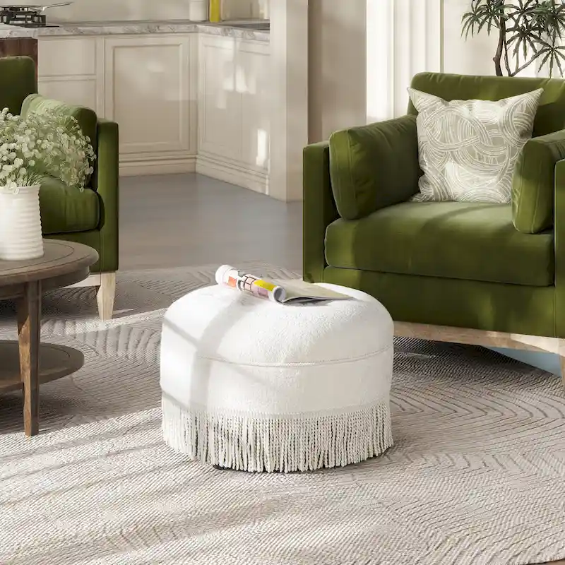 24 Upholstered Round Accent Ottoman