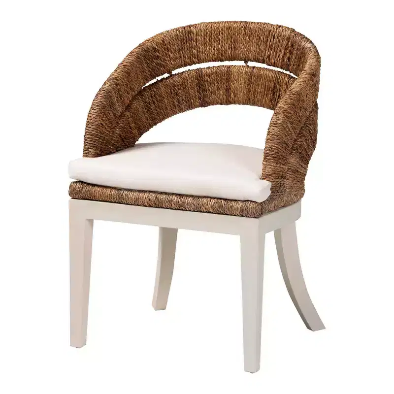 bali & pari Ubud Seagrass and Mahogany Wood Dining Chair Natural Seagrass