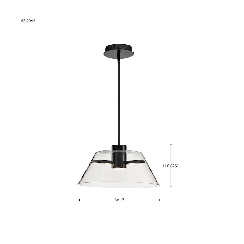 Edmond 17 Inch LED Pendant Matte Black with Clear Glass - Matte Black