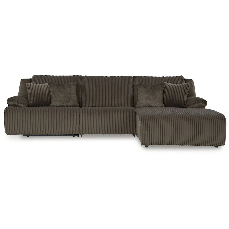 Corduroy Reclining Sectional Sofa with Chaise - 3-Piece Set
