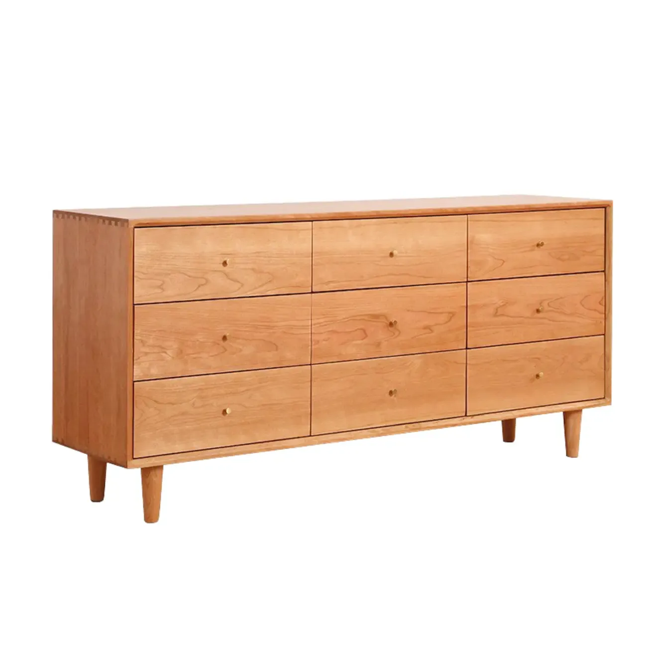 3 Tiers Traditional Natural Double Dresser with Gold Handles