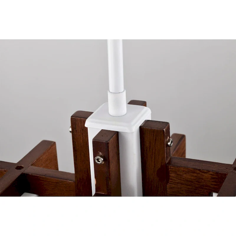 12  Tripner White Finish and Stained Wood Pendant Ceiling Lamp with Opaque Globes