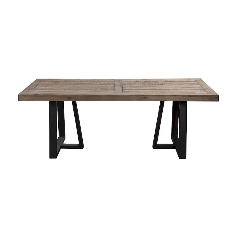 Rectangular Dining Table - Distressed Pine with Black Base, Seats 6 (Natural & Black)