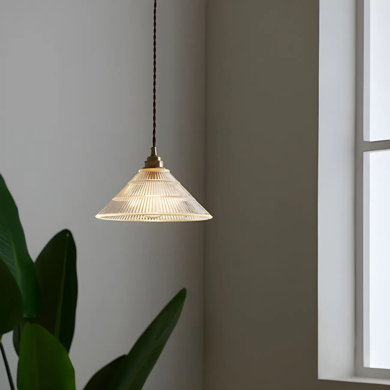 Industrial Clear Glass Cone Pendant Light Fixture