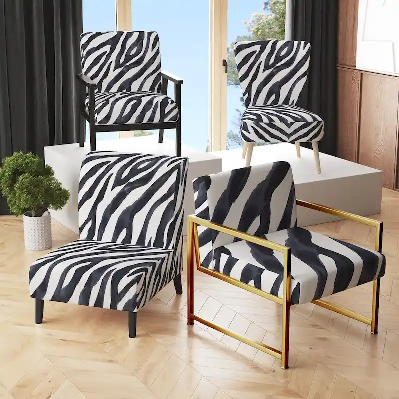 Designart Zebra Striped  Upholstered Cabin & Lodge Accent Chair and Arm Chair