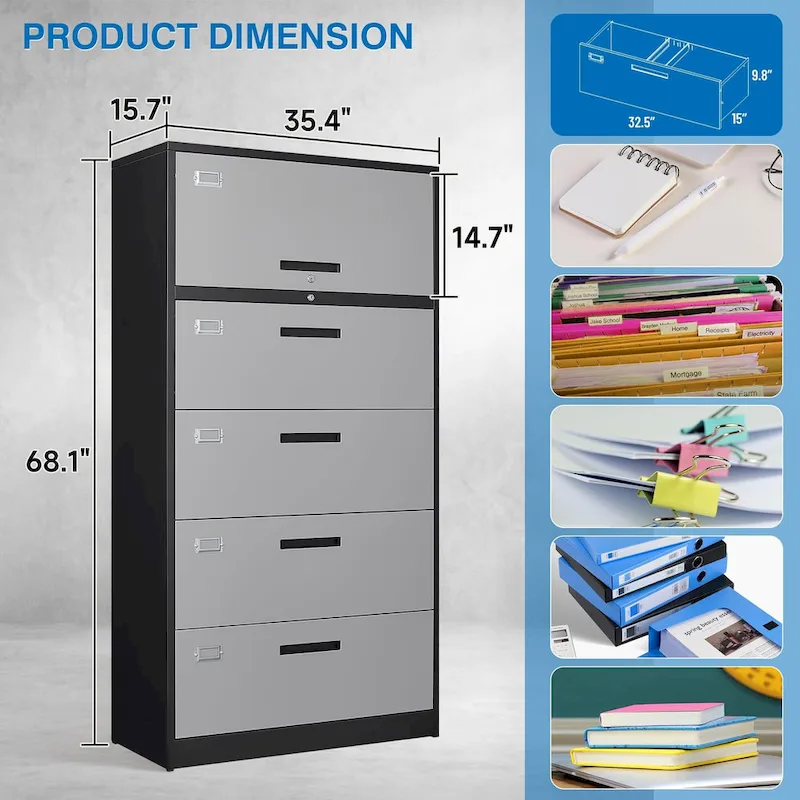 4-Drawer Lateral File Cabinet with Lock