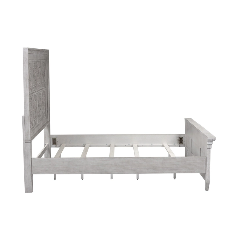 Heartland Antique White Tobacco King Opt Panel Bed