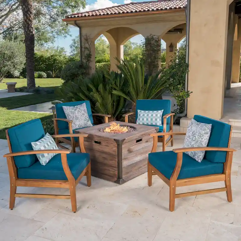 Mark Outdoor 5-piece Fire Table Chat Set by Christopher Knight Home