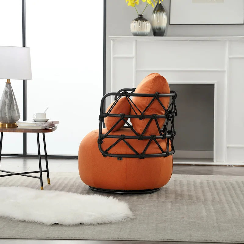 Upholstered Accent Chair with Metal Base