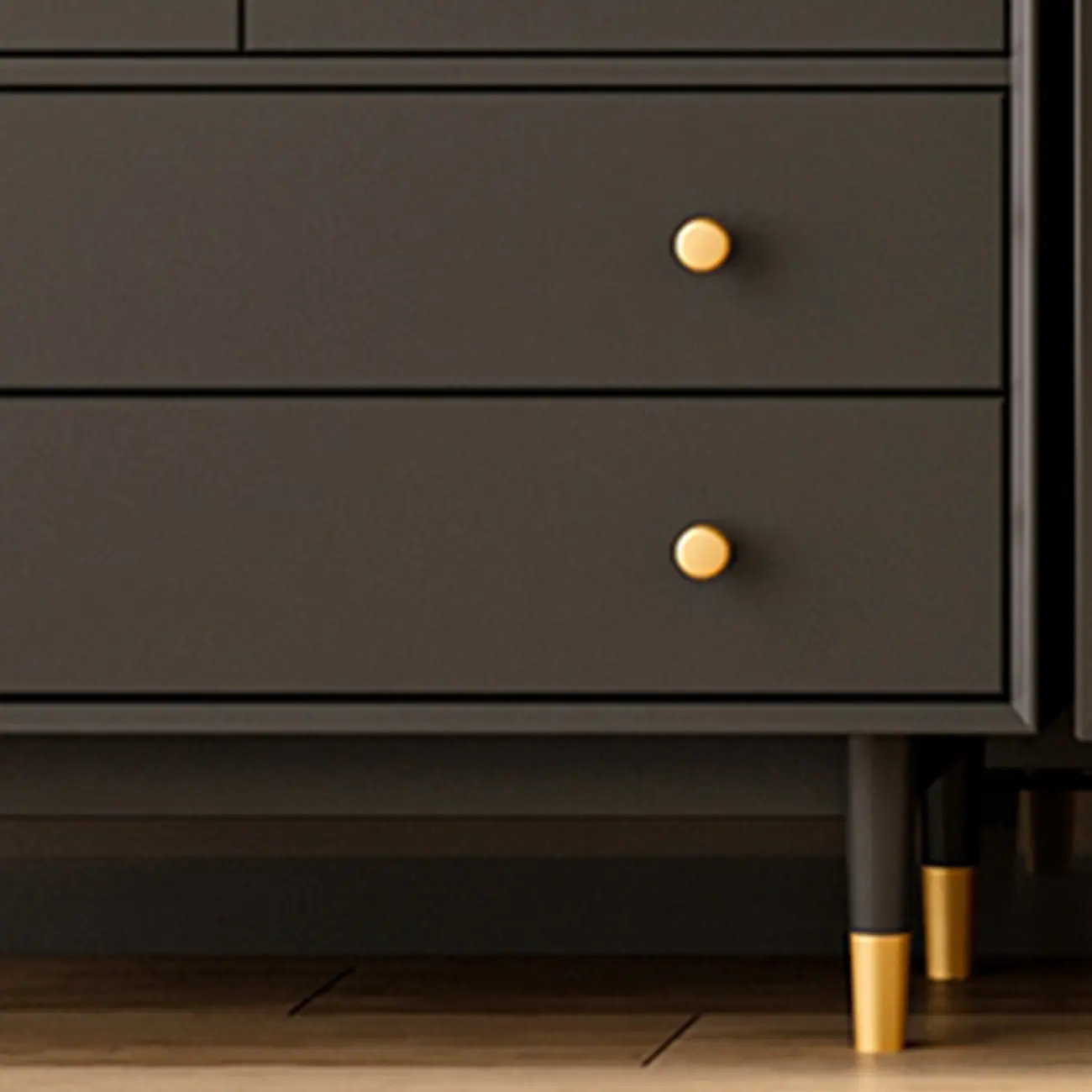 Modern Beige Solid Wood Accent Cabinet with 2 Drawers