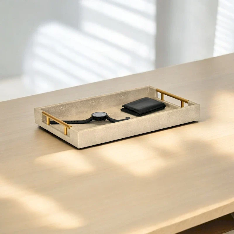 Lusan Faux Shagreen Tray with Handles