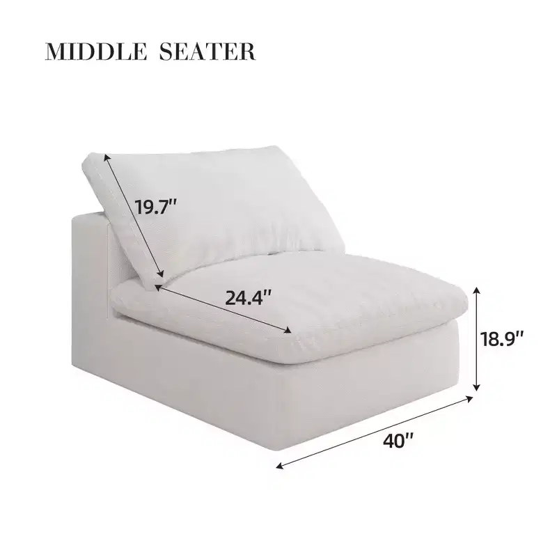 1 Piece Antique White Down Filling Sofa Middle Seater