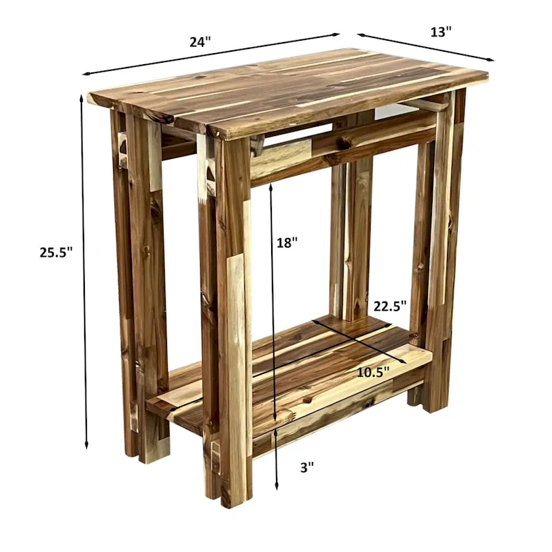 Acacia Wood Architectural Recliner Table with Shelf