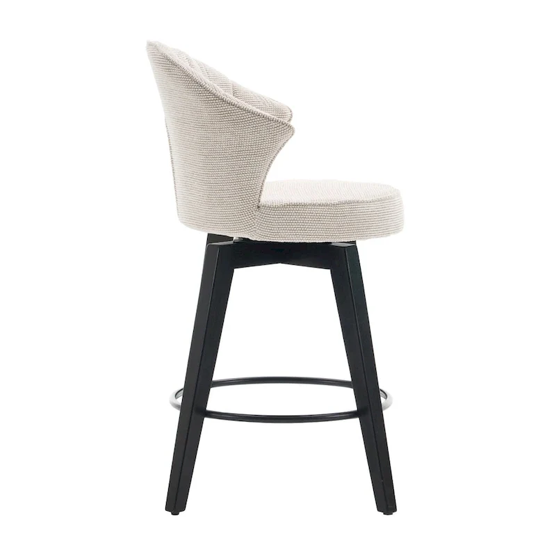 25-Inch Wing Back Swivel Counter Height Bar Stool with Chenille Upholstery