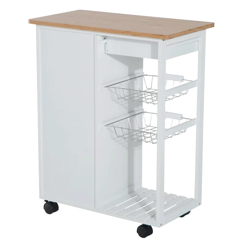 HOMCOM 28 White Rolling Kitchen Trolley Serving Cart