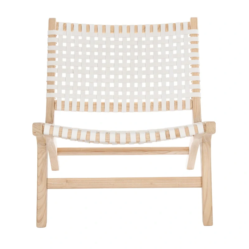 SAFAVIEH Theodora Leather Woven Accent Chair - 25.2  W x 31.5  L x 26.8  H - 25Wx31Dx27H