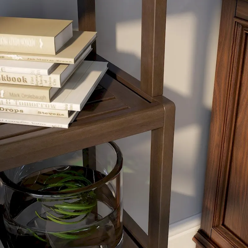 NewRidge Solid Wood Dunnsville 4-Tier Stepback Shelf, Bookcase