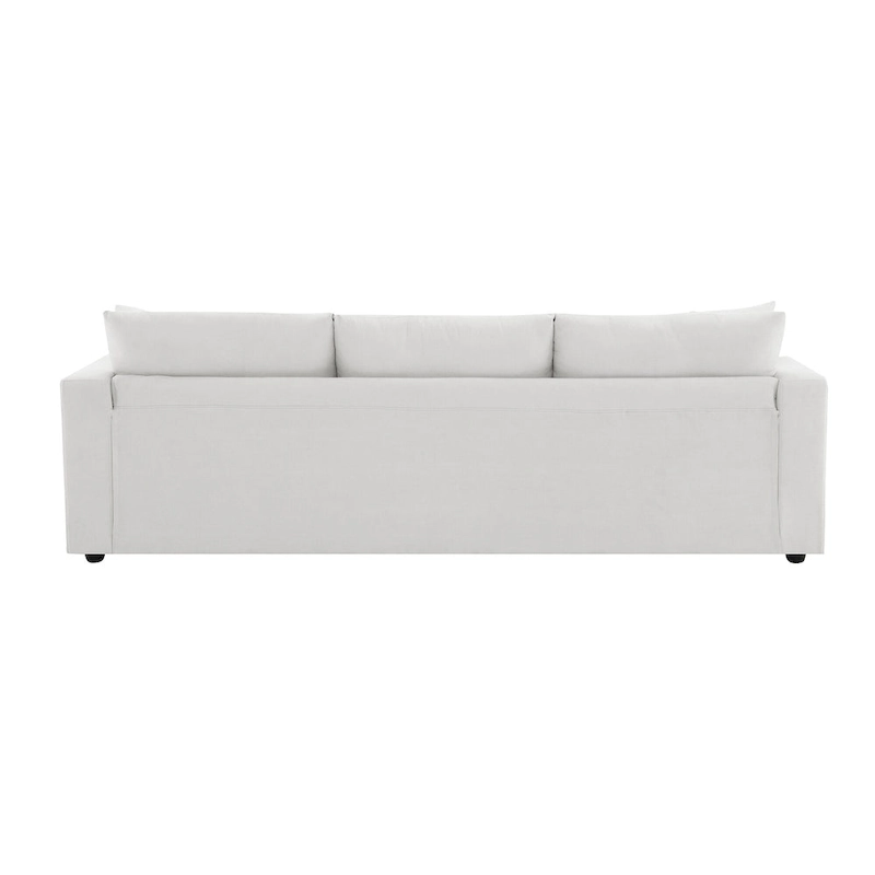 4-Seat Polyester L-Shaped Sectional Sofa with Convertible Ottoman