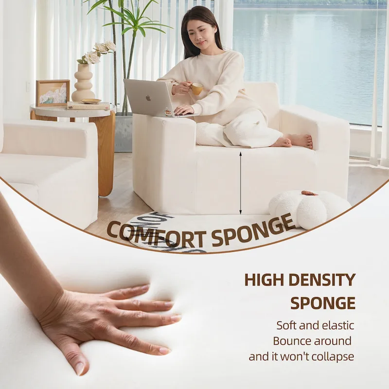 Ameican White Oak Modern 40.2  Accent Chair with Pillow