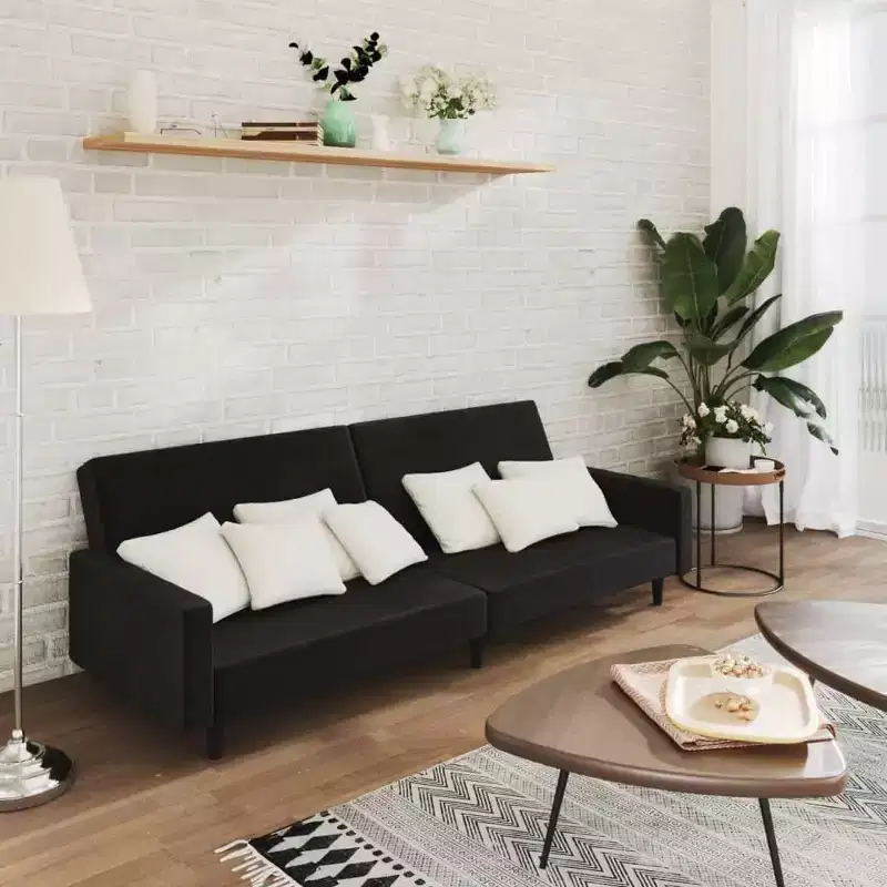 vidaXL 2-Seater Sofa Bed Accent Upholstered Loveseat Sleeper Couch Velvet