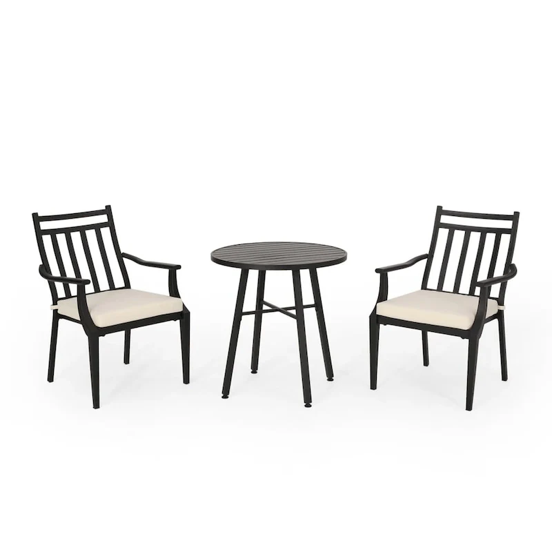 Delmar Outdoor 3 Piece Bistro Set with Cushions by Christopher Knight Home