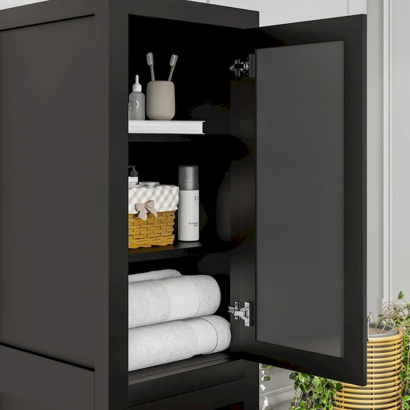 Eviva Aberdeen 18W x 20D x 72H Espresso Freestanding Linen Cabinet