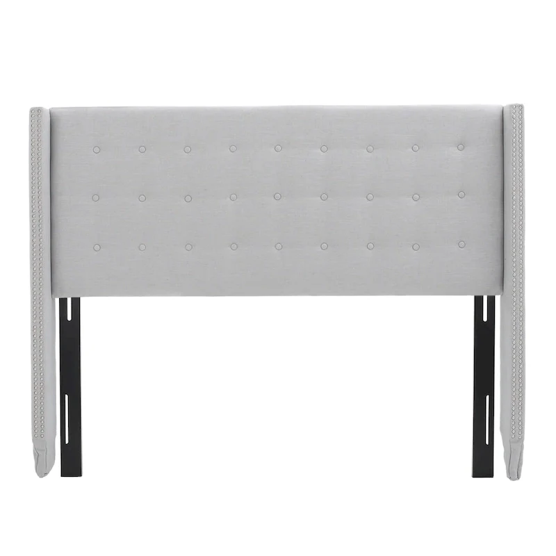 Kendrah Adjustable Full/Queen Wing-back Studded Fabric Headboard by