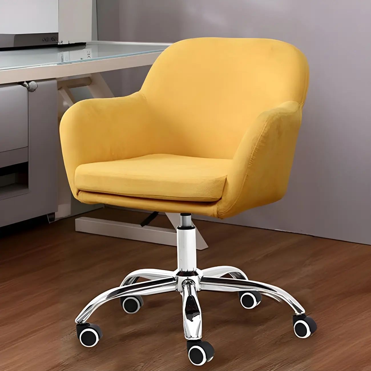 Low-back Green Fabric Swivel Armrest Office Chair