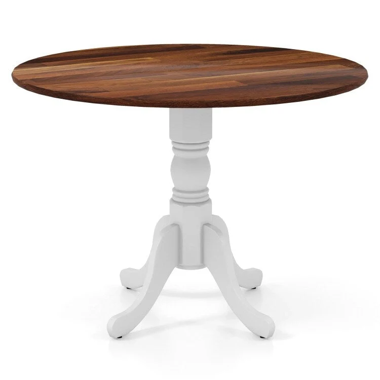 Wooden Dining Table with Round Tabletop and Curved Trestle Legs - 39.37 x 39.37 x 28.74