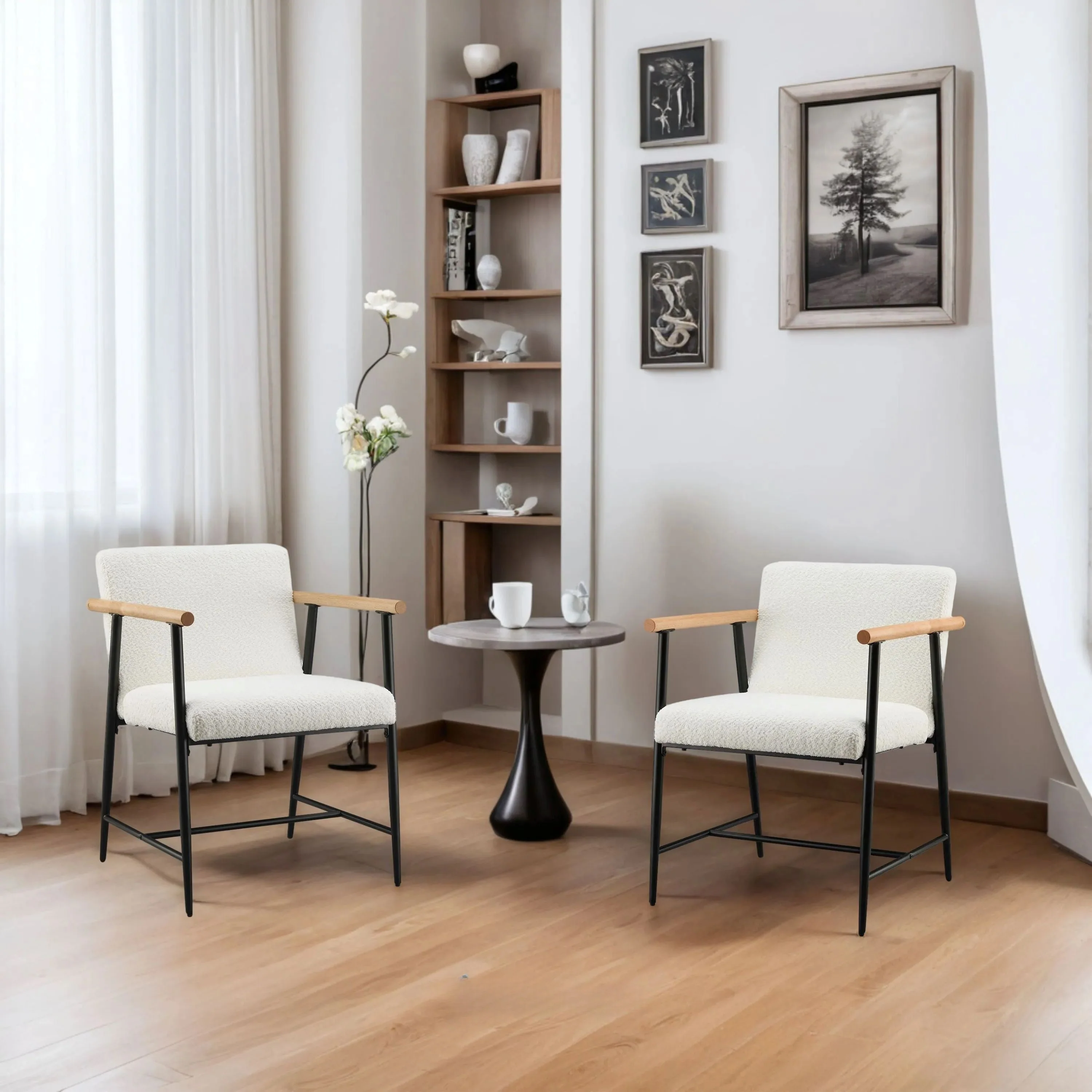 Versatile Set of 2 Modern Accent Chairs ¨C Upholstered Armchairs