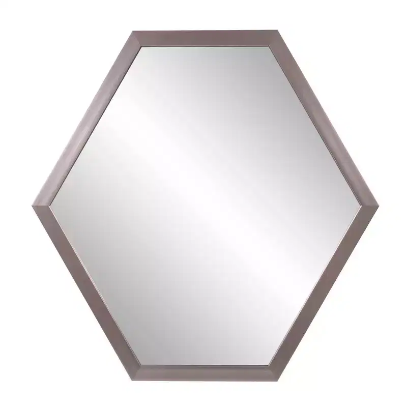 Howard Elliott Graphite Foil Framed Hexagonal Wall Mirror: Modern Decor, Polystyrene Frame, 30x27.5"