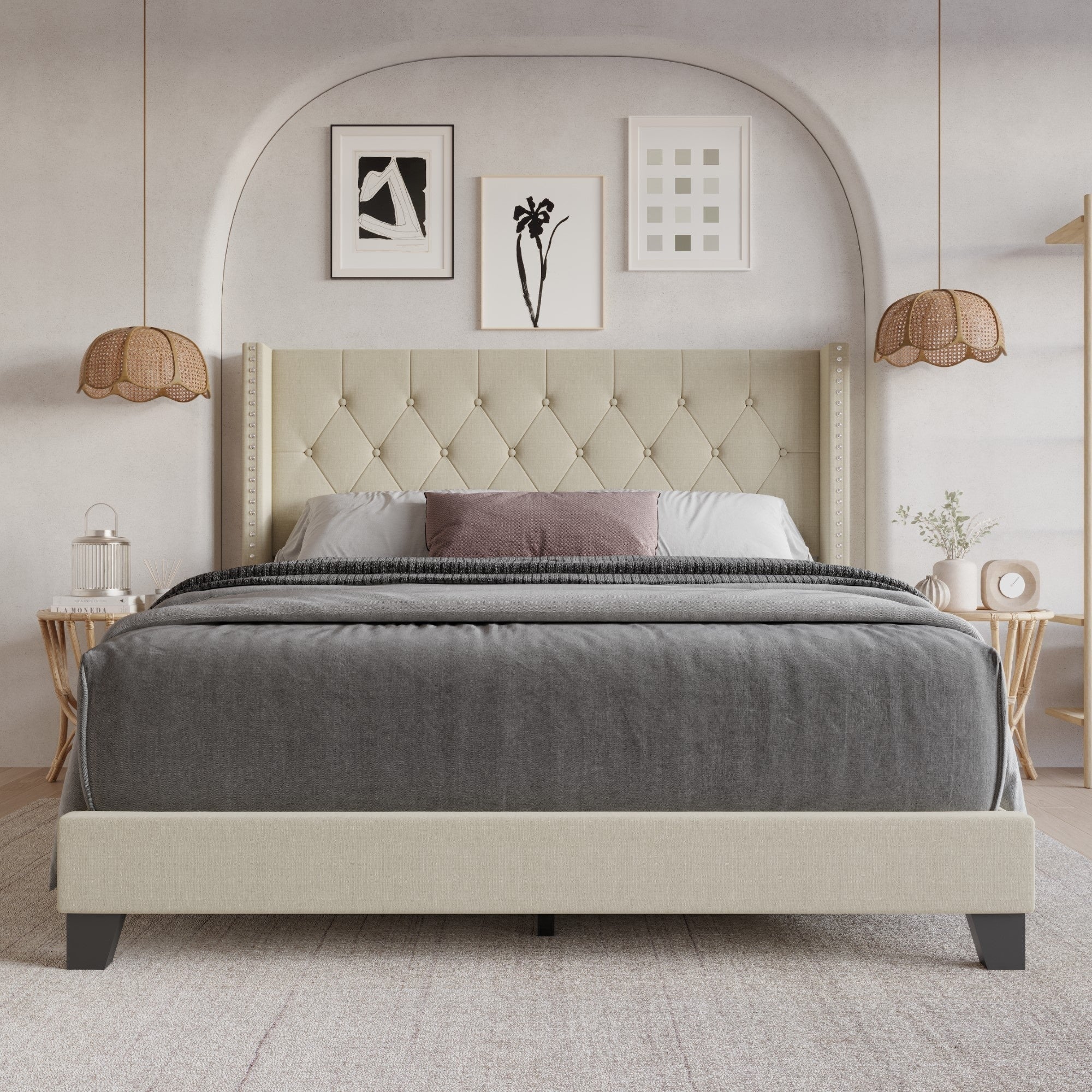 Homer Tufted Upholstered Panel Bed