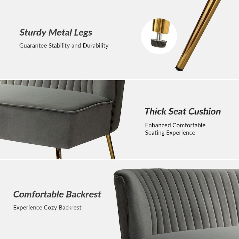 Delicia 3 Piece High-Quality Velvet Fabric Living Room Set with Sturdy Legs