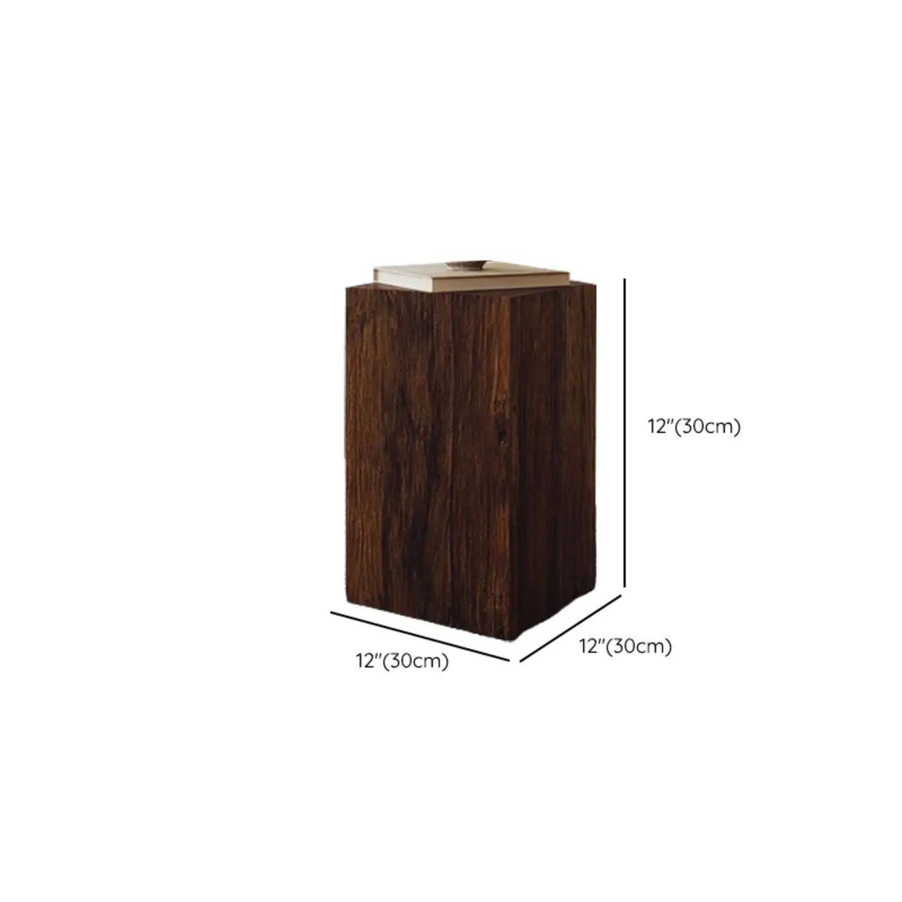 Pillar Rustic Pine Wood Square Accent Side Table
