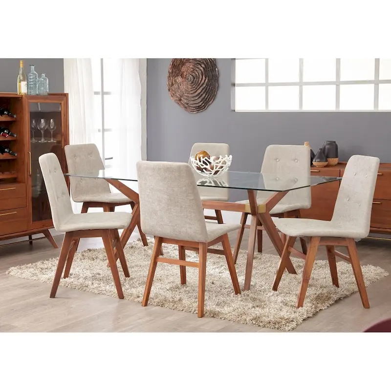 Rye Studio Waldorf Modern Glass Dining Table