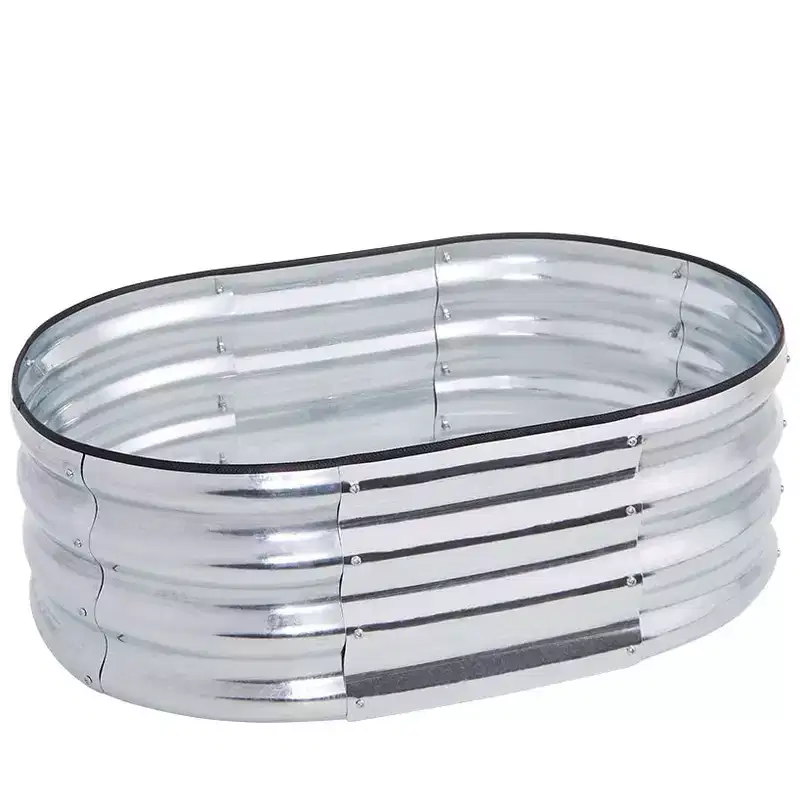 The Lakeside Collection Galvanized Oval Raised Garden Bed Kit -