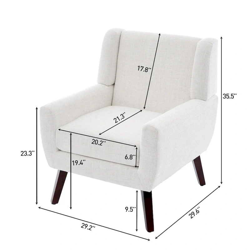 Wide Back Accent Chair with Wingback Design - Single Seater