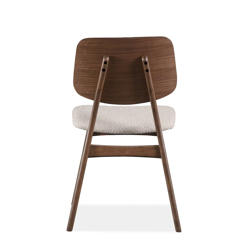 Beau I Mid-century 2-Pack Walnut Dining Chair Set with Boucle Seats