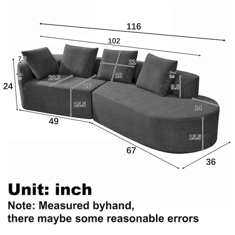 Christopher Knight Home - Olivia Curved Foam Sofa Set - 116  L