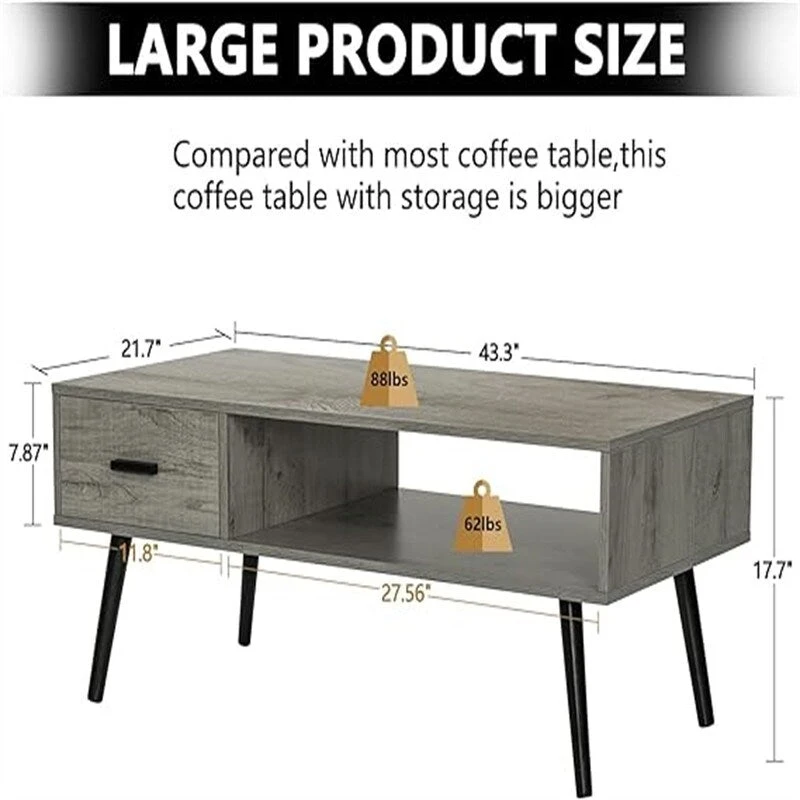 A coffee table with drawers