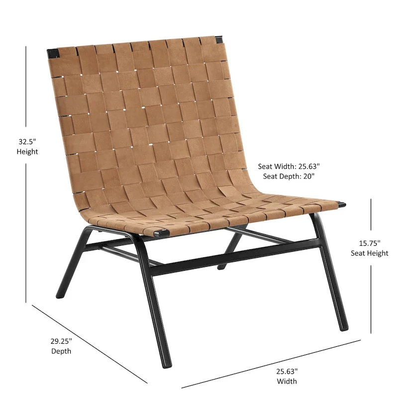 Calvo Woven Brown Leather Accent Chair by Greyson Living