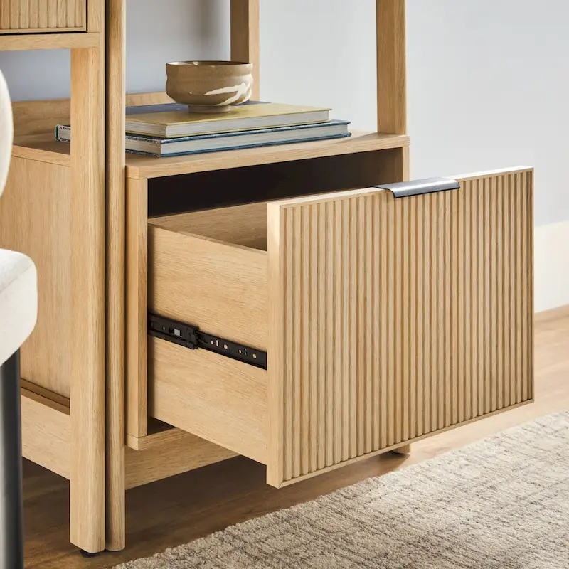 3-Piece Set Writing Desk with 2 Narrow Bookcases