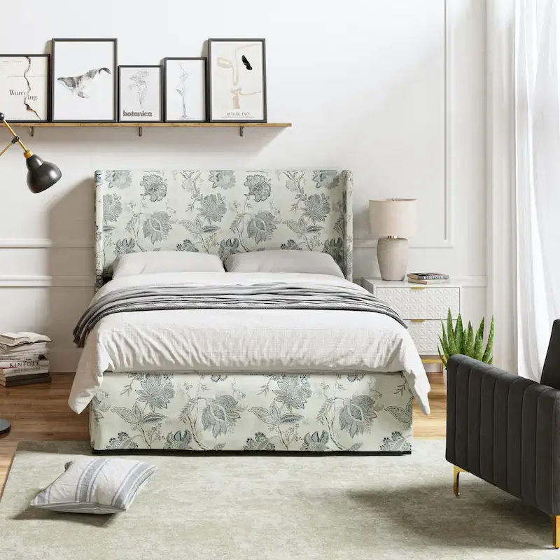 Louise Traditional Washable Slipcover Bed Upholstered Metal by HULALA HOME